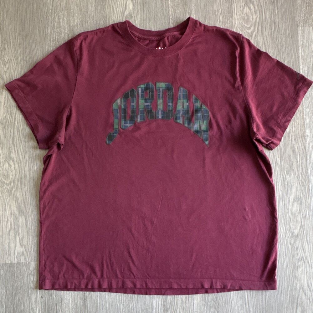 Jordan Burgundy Jumpman Logo Graphic Print Crew Neck Jersey T-Shirt Men’s 3XL